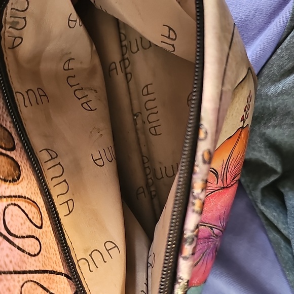 Anna By Anuschka Hand Painted Floral Shoulder Crossbody Leather Bag - Picture 13 of 16